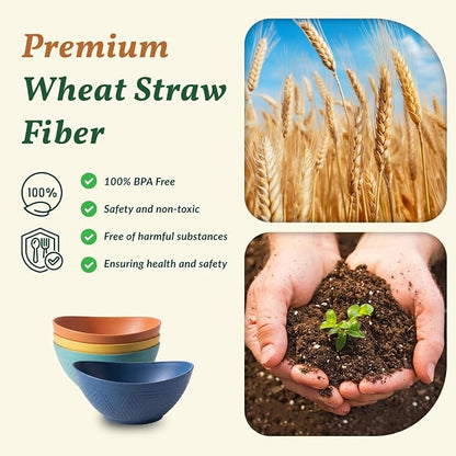 Wheat Straw Bowls Unbreakable Cereal Bowls 26 OZ Serving Bowls - Image 3