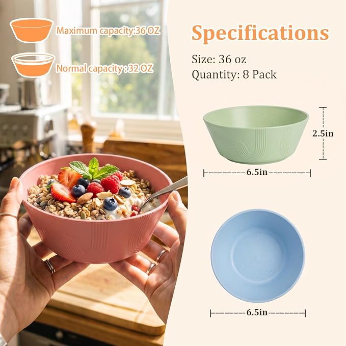 PYRMONT Big Salad Bowl Wheat Straw Bowls Alternative Big Plastic Bowls - Image 2