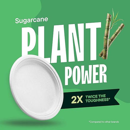 100% Compostable Disposable Paper Plates [125-Pack] - (PFAS-Free) - [10 Inch] Heavy Duty, Eco-Friendly, Biodegradable Bagasse Dinner Plates - Natural Brown 10" Plate by Stack Man (BPI Certified)