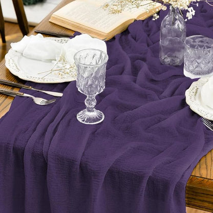 Artoid Mode Boho Cheesecloth Gauze Purple Wedding Table Runner, 120 Inch by ArtoidMode