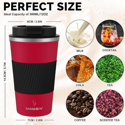 MOMSIV 12oz Travel Coffee Mug, Insulated Coffee Cup - Image 2