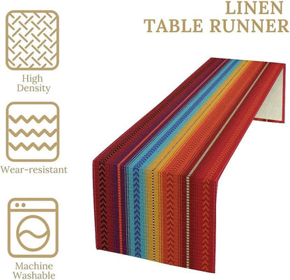 YCness Mexican Table Runner Striped Mexican Poncho Pattern Traditional National - Image 6