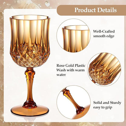 XUWAIDSGN 7oz Plastic Vintage Wine Glasses Drinking Glasses Unbreakable Wedding - Image 3