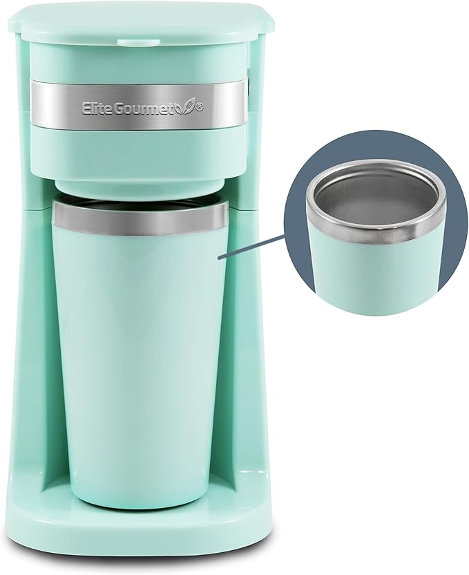 Elite Gourmet EHC113M Personal Single-Serve Compact Coffee Maker, Mint | by EliteGourmet