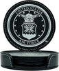 Air Force Leather Coaster Set - 4 Premium Coasters with Hot Stamped Foil USAF Logo - Air Force Gifts | USAF Leather Coasters