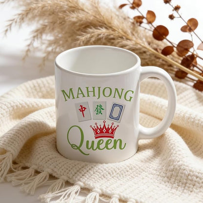 TRENSTIS Mahjong Gifts for Women Ceramic Coffee Mug 11 oz mkb | Mahjong Queen - Image 5