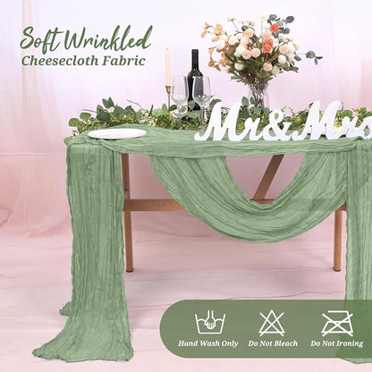 Pesonlook Cheesecloth Table Runner Sage Green, 20 Pack 17.7x108 inch, Long | - Image 7