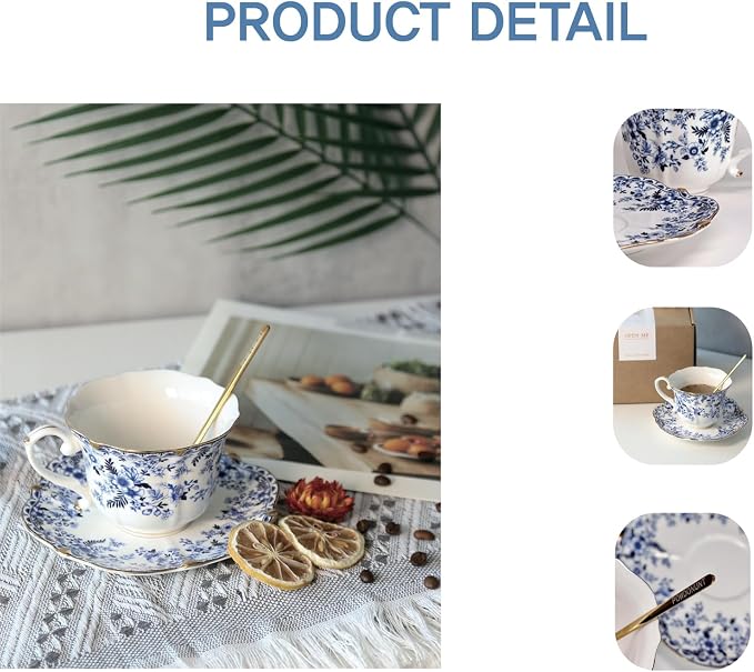 Vintage Floral Porcelain Tea Cup and Saucer Set - Image 4