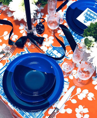Thomas Fuchs Creative 1/2 & 1/2 Melamine Side Plates Set of 4, Chip and Break-Resistant, Durable Salad Plates, Kid-Friendly Dessert Plates for Indoor and Outdoor, Dishwasher Safe, Cobalt/Navy