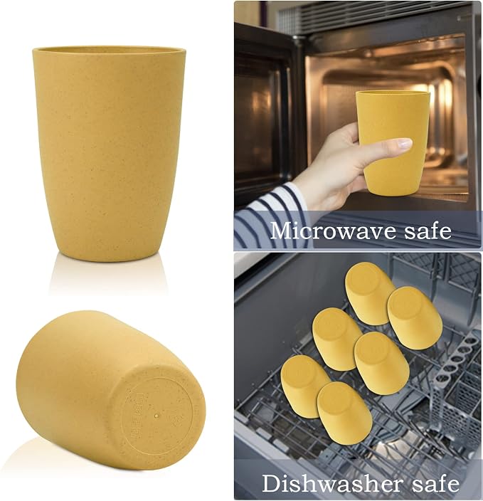 Wrova Wheat Straw Cups 6 PCS Good Alternative to Plastic Reusable Cups 20 oz - Image 5