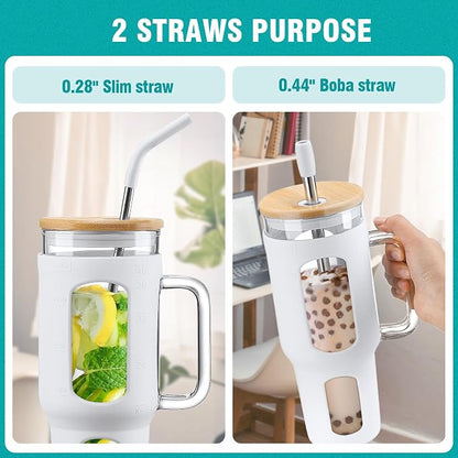 WINSA Glass Tumbler with Lid and Straw, 46 oz, Large Water Bottle with Silicone - Image 2
