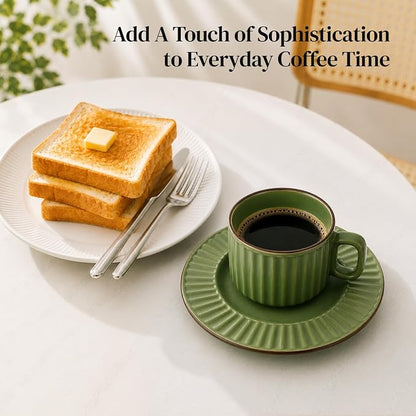 DOWAN Cappuccino Cup Set of 4, 8 OZ Ceramic Coffee Cups - Image 5