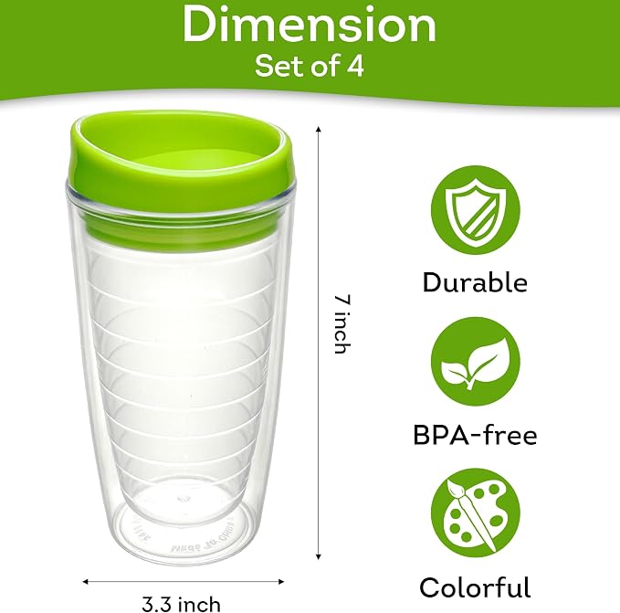 Lily's Home Set of 4 Double Wall 16oz Travel Cups - Image 2
