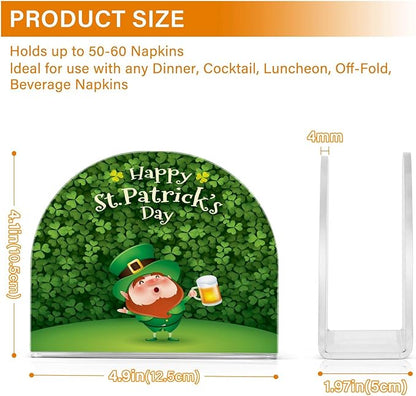 Napkin Holder Shamrocks Patrick Day Crystal Clear Acrylic Napkin Holders,Green Paper Napkin Holder Dining Table Dispenser for Kitchen Restaurant Home Decor Bar Accessories