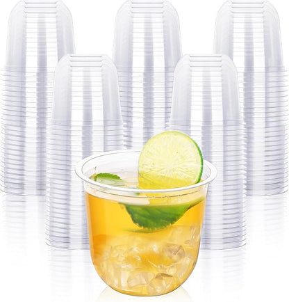KesaPlan 100 Pcs 12oz Plastic Clear Cups, Disposable Wine Cocktail Glasses | by KesaPlan