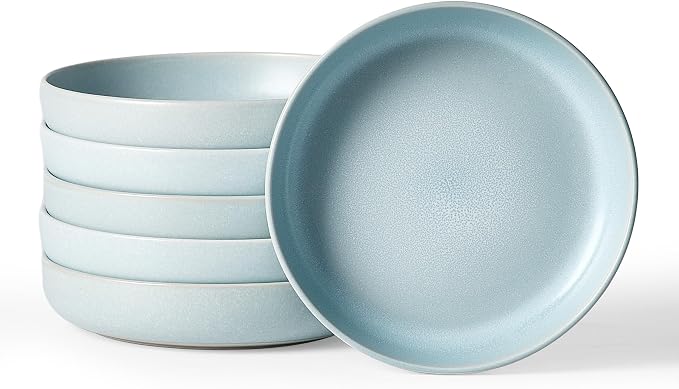 famiware Milkyway 33 oz Pasta Bowls Set of 6, Light Blue | Double Reactive Glaze by Famiware