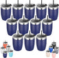 VEGOND Stainless Steel 12 oz Tumblers bulk Vacuum Insulated Double Wall Travel Tumbler with Lid and Straw Reusable Tumbler,Navy Blue 12 pack
