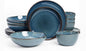 Highland 16pc Dinnerware Set, Unique Organic Shape Double Bowl, Stoneware Plate by HomeVSS