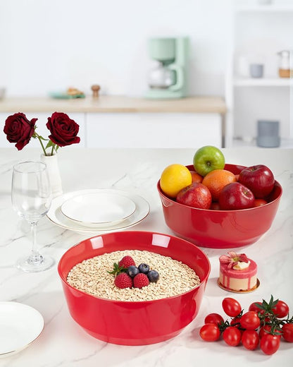 8 Pack Red Serving Bowls for Pool Party | 128oz Heavy Duty Disposable Plastic - Image 5