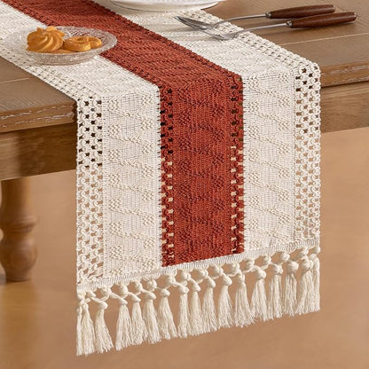 Boho Table Runner Summer Farmhouse Rustic Dining Dresser Scarf Home Decor | - Image 3