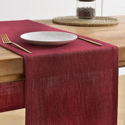 Wracra Linen Table Runner, Burlap Red Table Runners 90 Inches Long | Rich Woven - Image 4