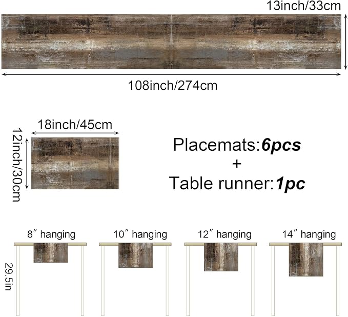 Brown and Grey Abstract Modern Table Runner 108 Inches Long - Image 4