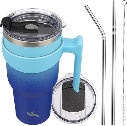 Konokyo 40 oz Tumbler with Handle and Straw, Insulated Travel Mug | Sky; by Konokyo