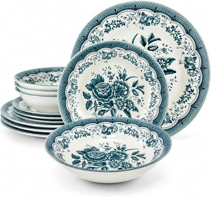 Royal 12-Piece Porcelain Dinnerware Set by TudorEngland