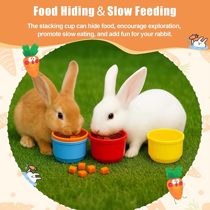 8 Pcs Stacking Cups for Rabbits, Nesting Rabbit Toys of Different Sizes - Image 3