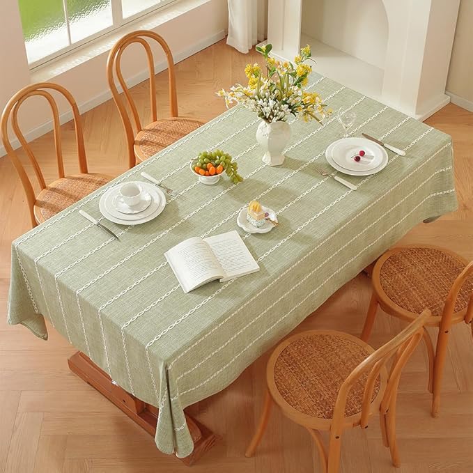 Zobesta Sage Green Table Cloth Square 60 x 60 Inch, Cotton Green Linen Tablecloth Square Heavy Weight Washable Farmhouse Soft Boho Tablecloth for Party, Holiday, Picnic, Dining, Outdoor,Fall
