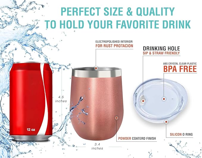 CHILLOUT LIFE 12 oz Stainless Steel Wine Tumbler - Image 6