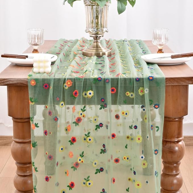 Flower Table Runner Floral Daisy Summer Birthday Party Garden Wedding Decor | - Image 2