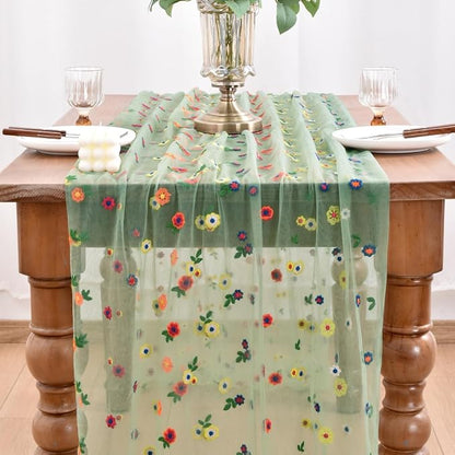 Flower Table Runner Floral Daisy Summer Birthday Party Garden Wedding Decor | - Image 2
