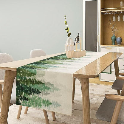 Forest Pine Trees Table Runner, Woodland Tabletop Scarf Home Kitchen Holiday - Image 2