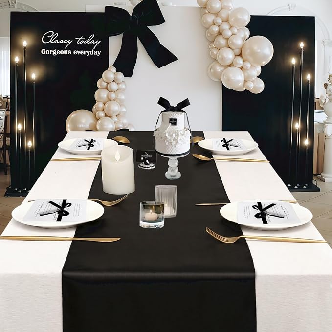 Black Table Runners 16 Pack 12x108 inch Silk Satin Smooth Fabric | Satin Table - Image 6