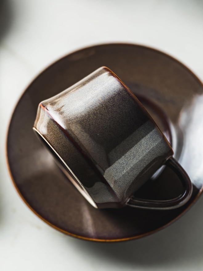 YHOSSEUN Espresso Cups 4 Oz, Porcelain Expresso Shots Cup Set of 6, Metal Stand - Image 6