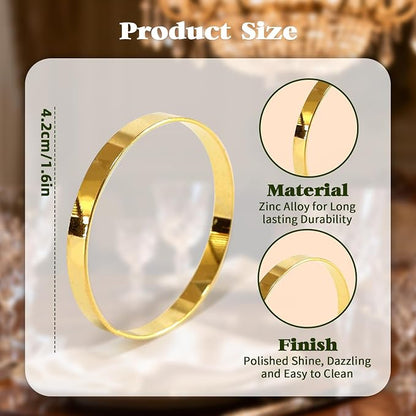 200 Pcs Gold Napkin Rings Bulk, Exquisite Round Napkin Ring Buckles, Suitable - Image 3