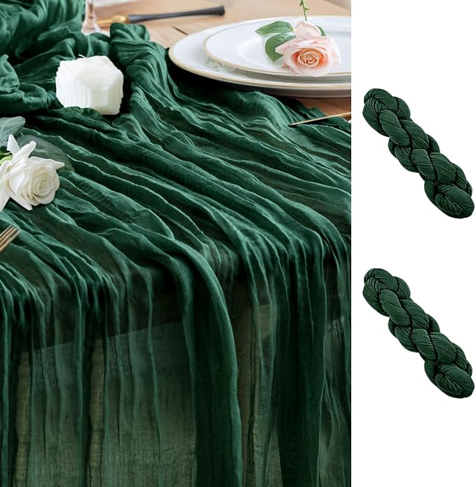 Cheesecloth Table Runner Emerald Green 10FT Boho GauzeRunner by Wokceer