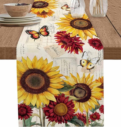 Sunflower Farmhouse Table Runners 90 Inches Long, Spring Summer Retro Table by Unknown