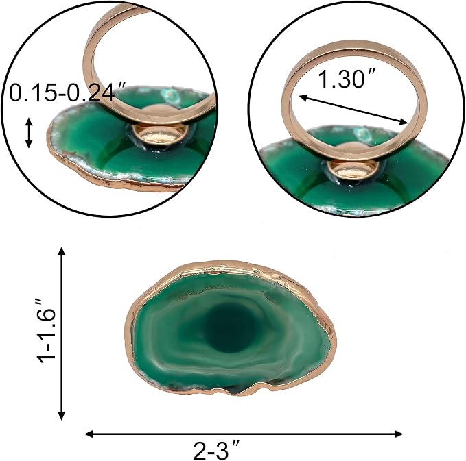 Gold Napkin Rings Set of 4, Natural Agate Slice | Dinner Table Decor - Image 2