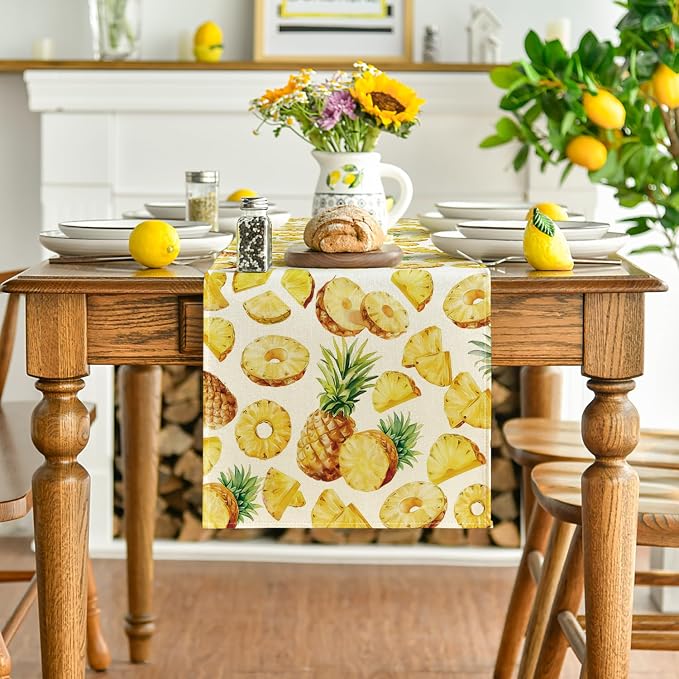 Artoid Mode Pineapple Fruit Spring Summer Table Runner, Seasonal Kitchen Dining - Image 2