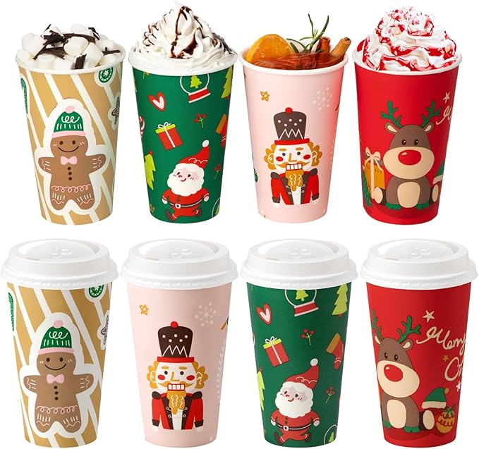 Fit Meal Prep 50 Pack 16 oz Christmas Disposable Coffee Cups by FMPBRANDS