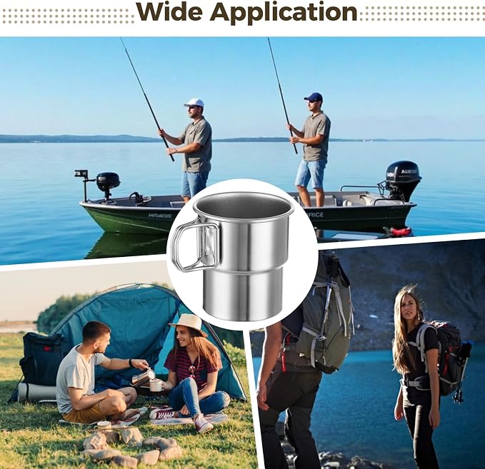 Joyibay 4 Pcs Stainless Steel Camping Cups, 10 oz Stackable Mugs w/Handle | 304 - Image 5