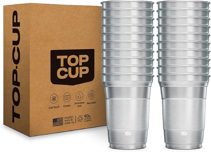 Top Cup Aluminum Party Cups Stealth Design 16 Ounce, Recyclable, Made in USA by TopCup