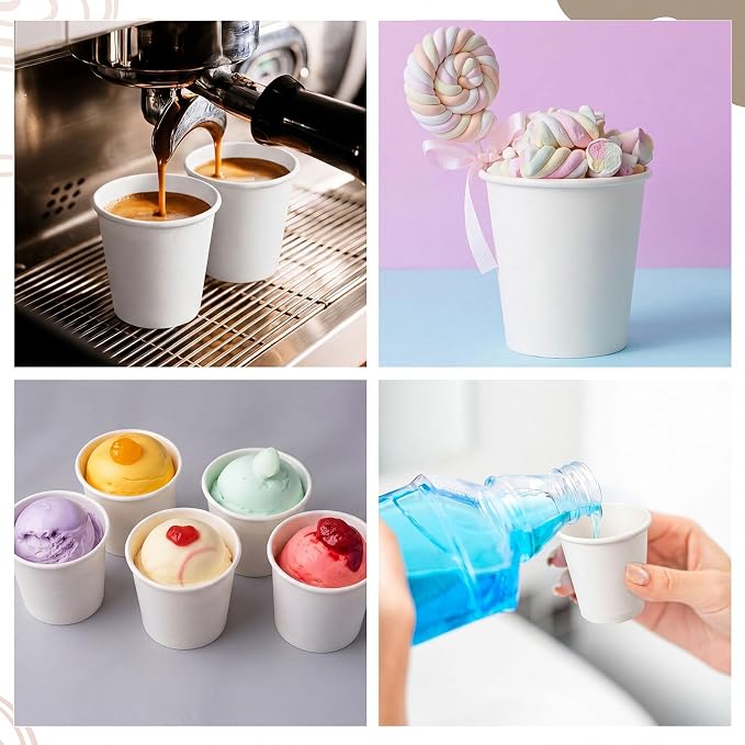 100 Pack 3oz Mini Coffee Cups Disposable Paper Cups Hot or Cold Beverage Cup - Image 6