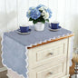Small Dusty Blue Table Runner 15x36 Inch, Vintage Scalloped Coffee Table Cover by yuboohomedecorations
