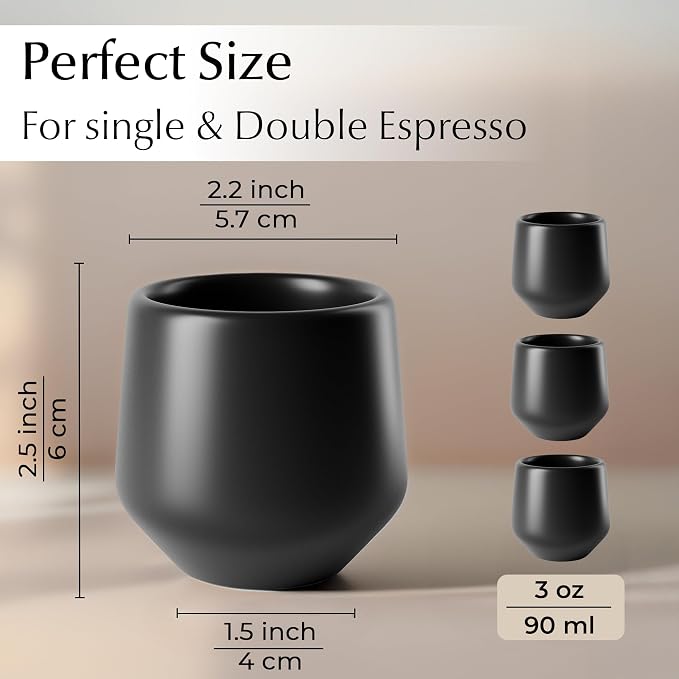 MIAMIO - Espresso Cups Set of 4 / Mug Set, Ceramic - Luxe | Ceramic espresso - Image 3
