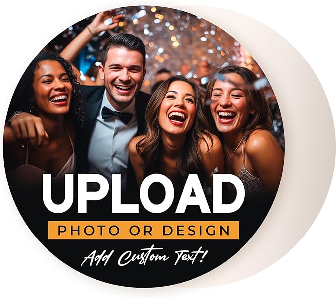 20 Pack, Personalized Drink Coasters, Custom Cardboard Coasters with Photo and Text, Design Your Own Coaster for Events, Parties, Bars, and Unique Gifts, 3.95" Round