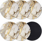 Minimalism Coasters Set of 6, Marble Texture Gold White Crack Stone Abstract by Unknown