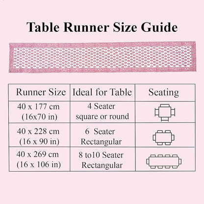 Taffy Pink Hand Block Print 100% Cotton Table Runner 16x106 Inch | Perfect - Image 4